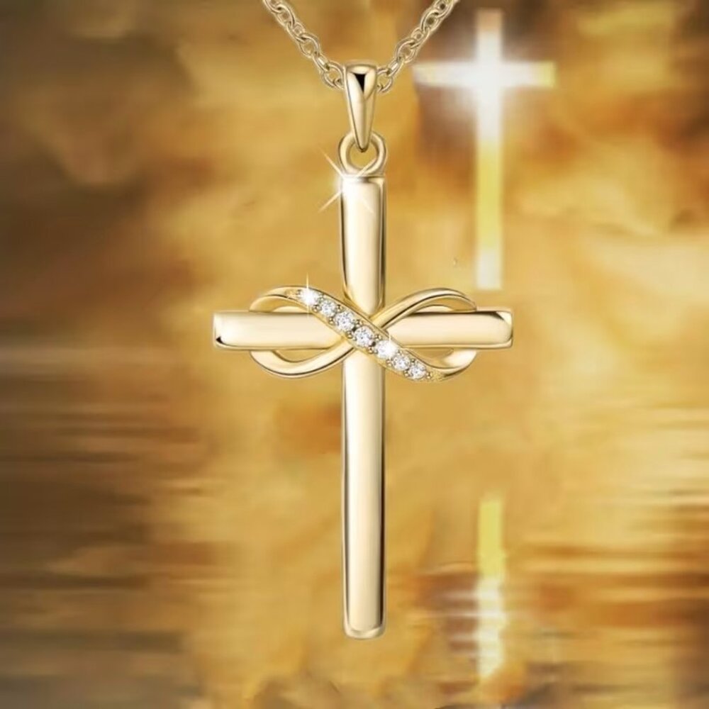 Cubic Zirconia Infinity Cross Necklace Z125